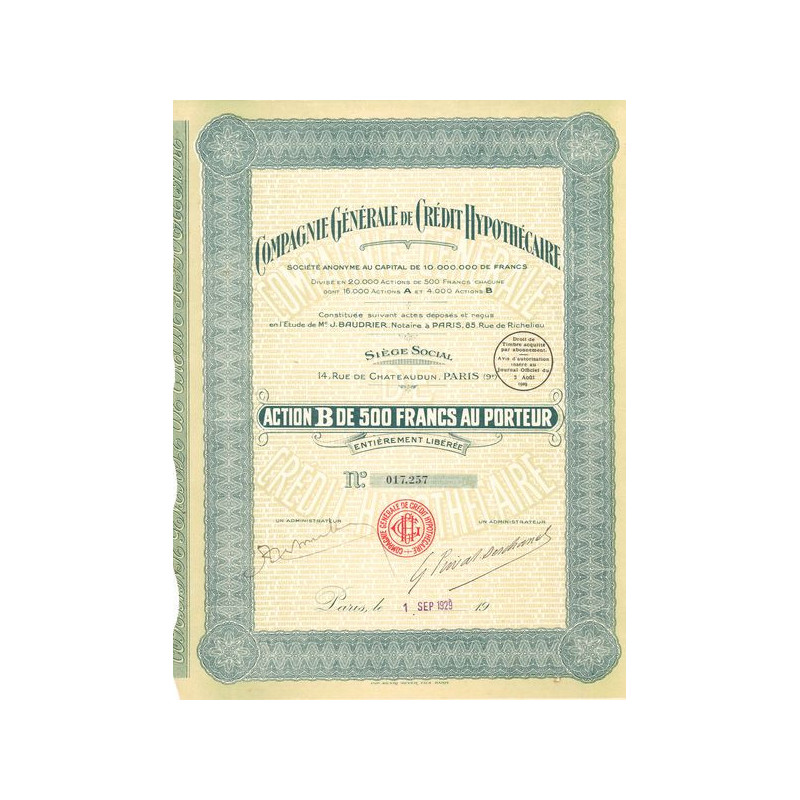 Cié Générale de Crédit Hypothécaire