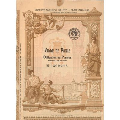 Ville de Paris Emprunt Municipal de 1919