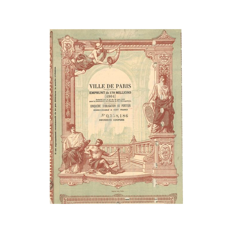 Ville de Paris Emprunt de 170 millions (1904) (1/5ème d'Obl)
