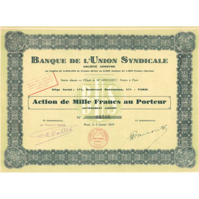 Banque de l'Union Syndicale (Act 1000 F)
