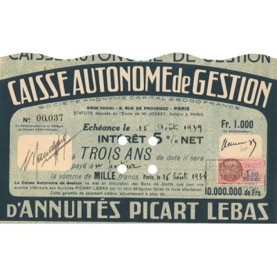 Caisse Autonome de Gestion d'Annuités Picart Lebas (03 ans)