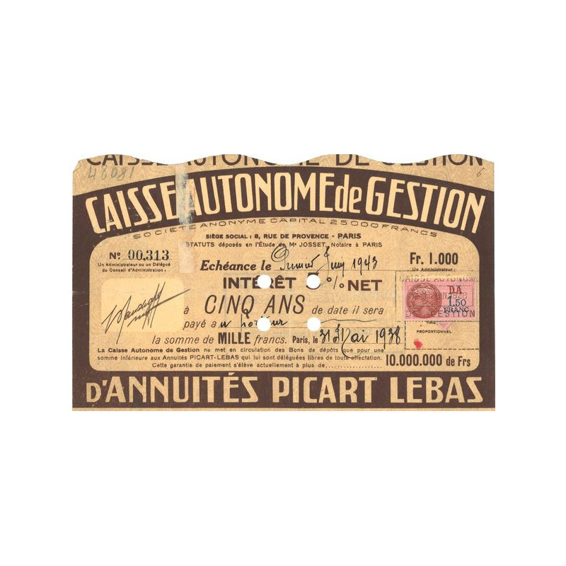 Caisse Autonome de Gestion d'Annuités Picart Lebas (05 ans)