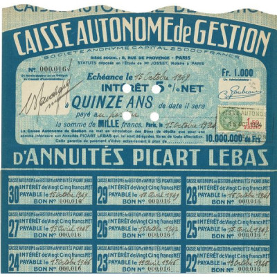 Caisse Autonome de Gestion d'Annuités Picart Lebas (15 ans)