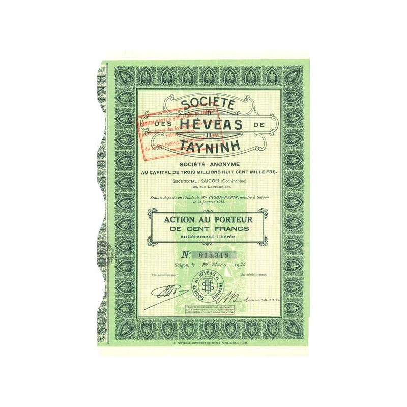 Sté des Hévéas de Tayninh