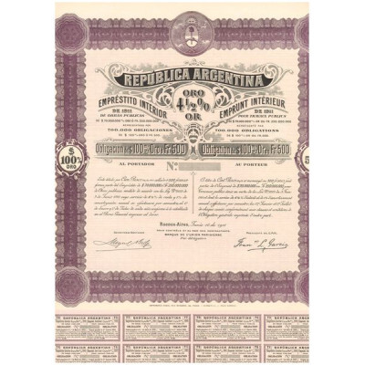 Emprunt Intérieur de 1911 4 1/2 % Or (blanquette)