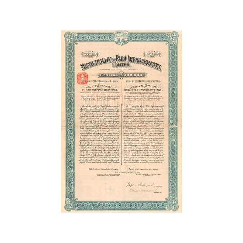 Municipality of Para Improvements Limited - 20 £