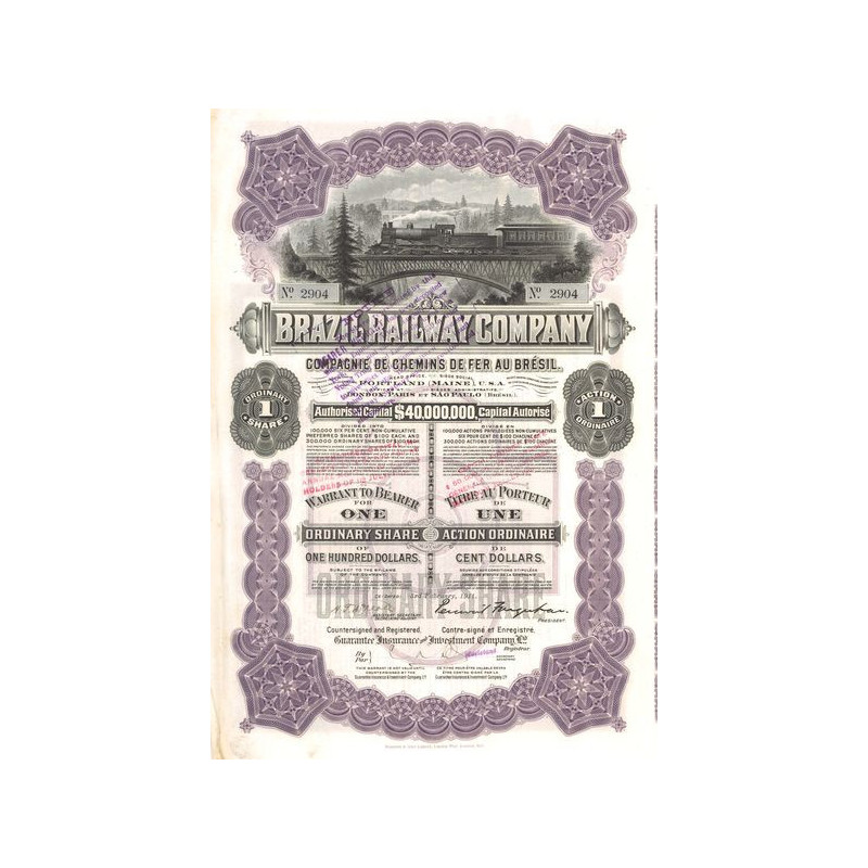 Brazil Railway Cy (Act O $ 100)