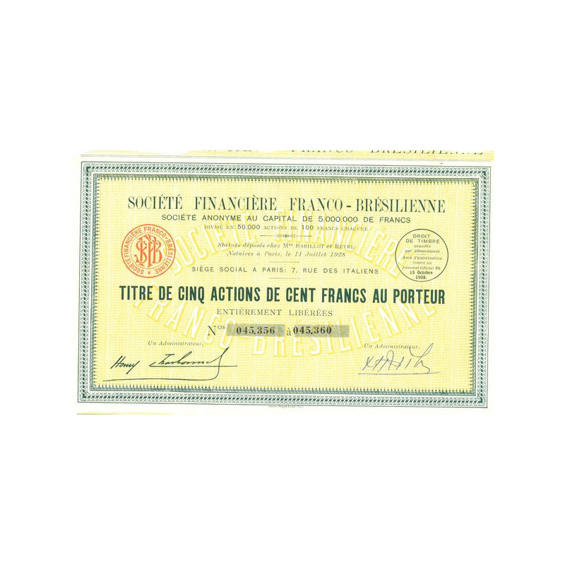Sté Financière Franco-Brésilienne (05 Act)