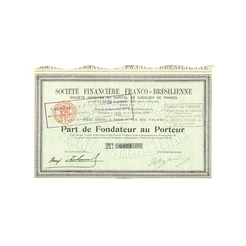 Sté Financière Franco-Brésilienne (PF)