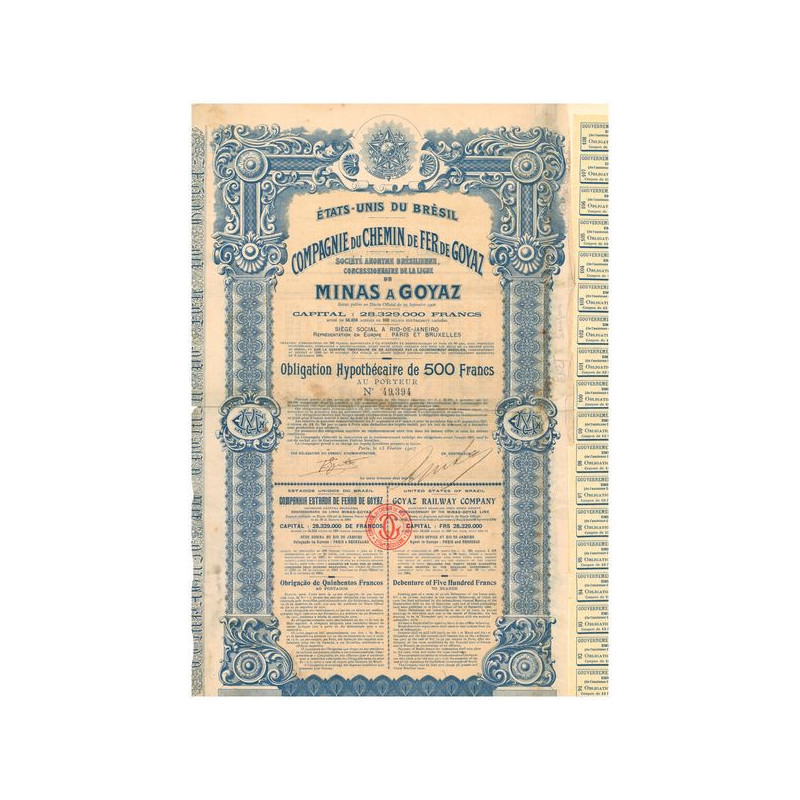 Etats-Unis du Brésil - Cie du Chemin de Fer de Goyaz