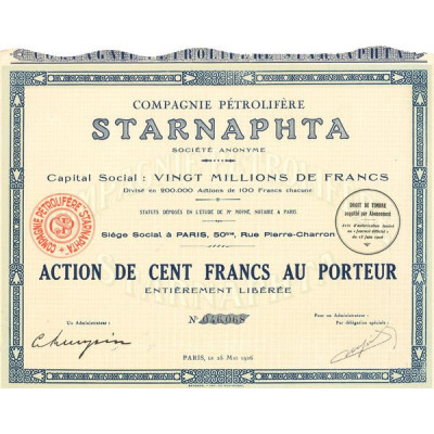 Cie Pétrolifère Starnaphta (Act 100 F)