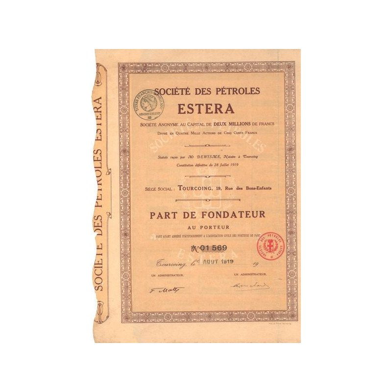 Sté des Pétroles Estera (PF)
