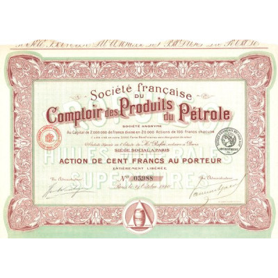 Sté Française du Comptoir des Produits du Pétrole (Act 100 F)