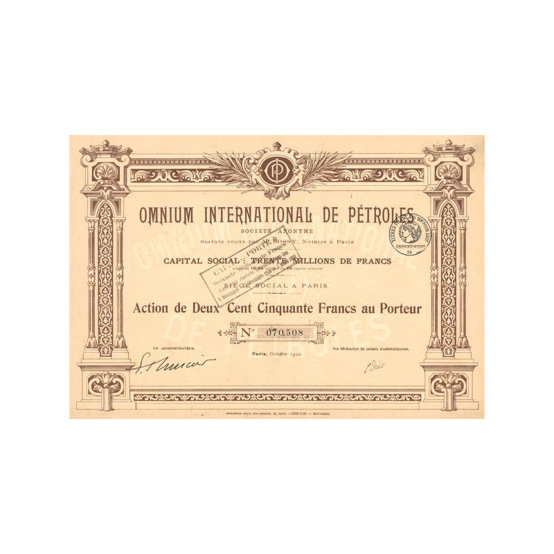 Omnium International de Pétroles (Act 250 F)