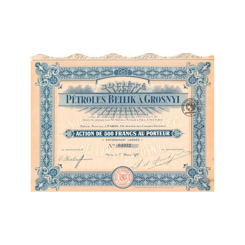 Sté des Pétroles Bellik à Grosnyi (Act 500 F)