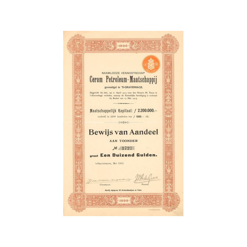 Naamlooze Vennootschap Ceram Petroleum-Maatschappij (1000 ƒ)