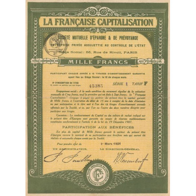 La Française Capitalisation Sté Mutuelle d'Epargne et de Prévoyance (Act 1000 F)
