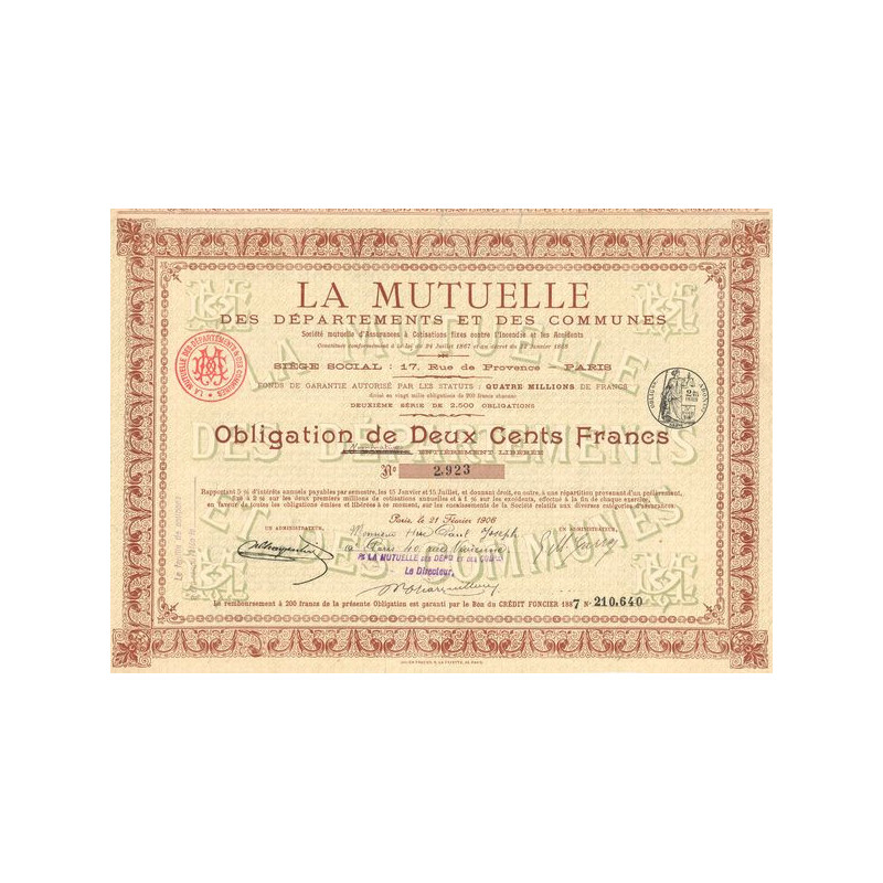 La Mutuelle des Départements et des Communes (Obl 200 F)