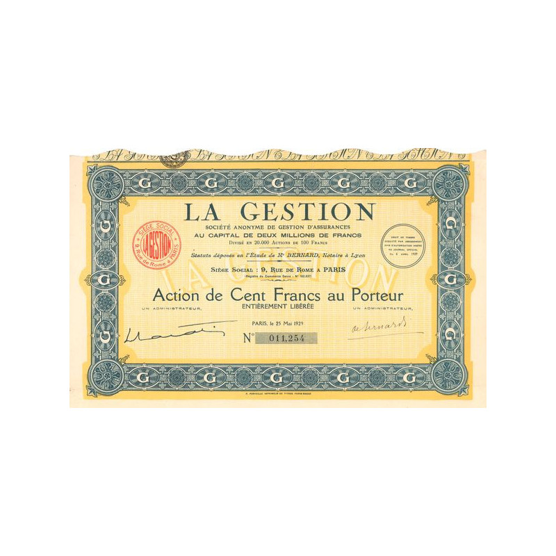 La Gestion S.A. de Gestion d'Assurances (Act 100 F)