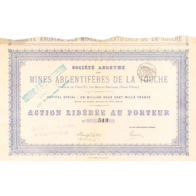 S.A. des Mines Argentifères de la Touche - Commune de Vieux-Vy par Sens-de-Bretagne (Act)