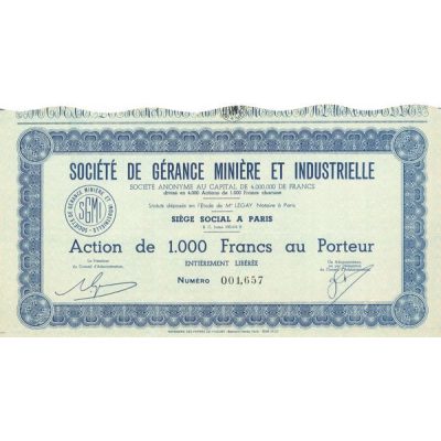 Sté de Gérance Minière et Industrielle (Act 1000 F)