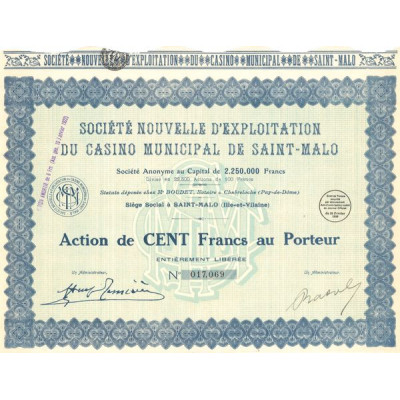 Sté Nouvelle d'Exploitation du Casino Municipal de Saint-Malo (Act 100 F)