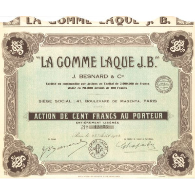 "La Gomme Laque J.B." J. Besnard & Cie (Act 100 F)