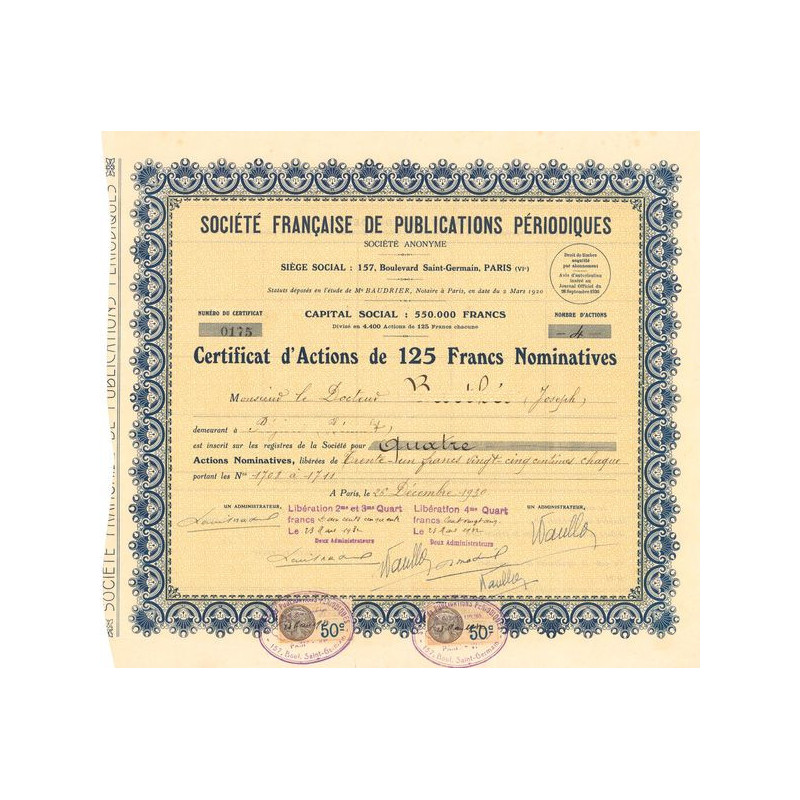 Sté Française de Publication Périodiques (CN 125 F)