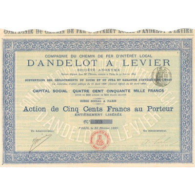 Cie du Chemin de Fer d'Intérêt Local d'Andelot à Levier (Act 500 F)