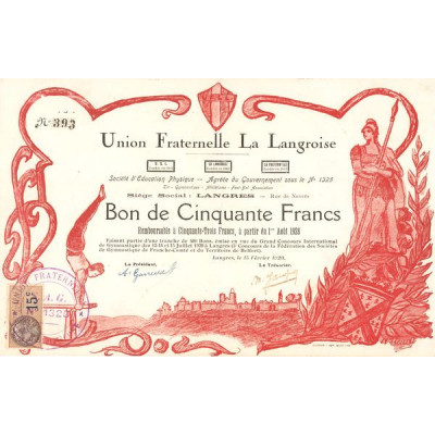 Union Fraternelle La Langroise (Bon 50 F)