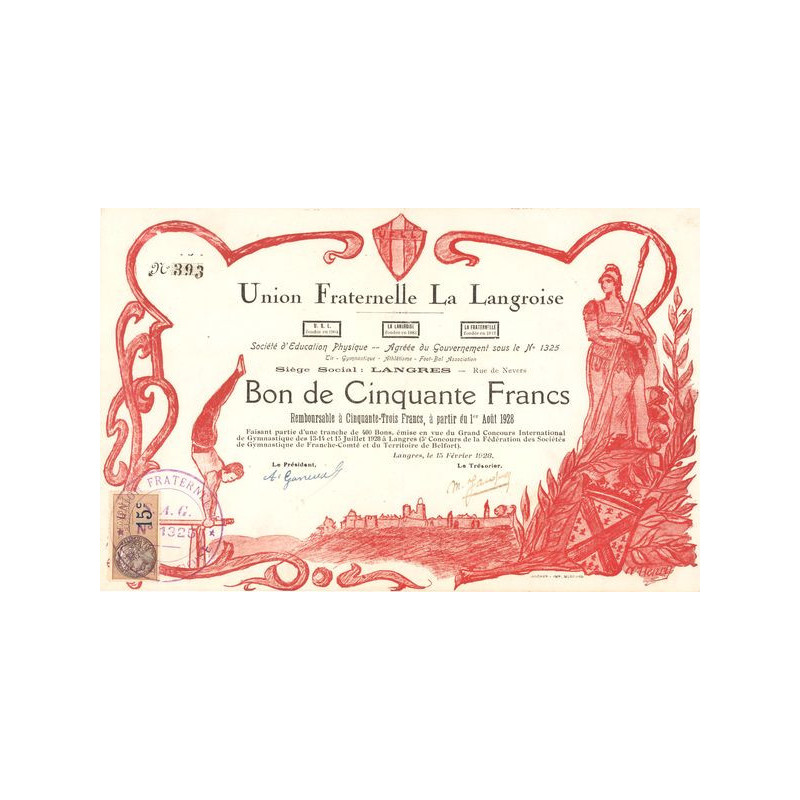 Union Fraternelle La Langroise (Bon 50 F)