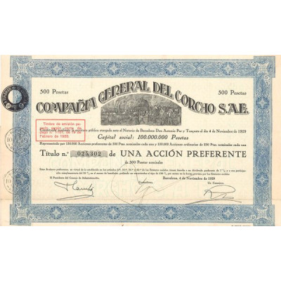 Compania General del Corcho S.A.E. (Acc Pref 500 Pesetas)
