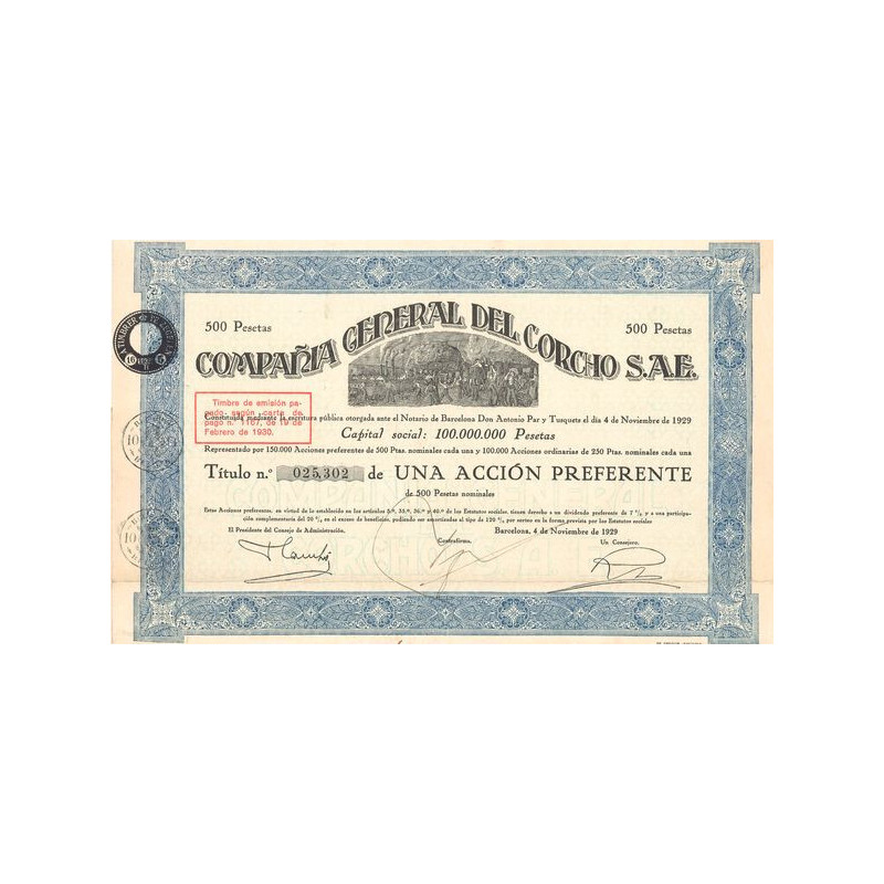 Compania General del Corcho S.A.E. (Acc Pref 500 Pesetas)