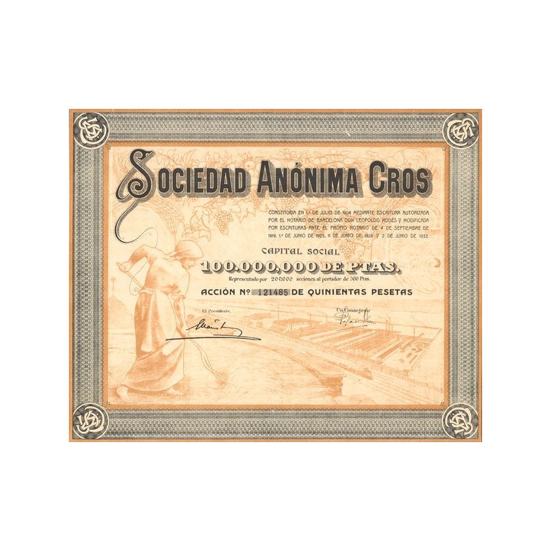 Sociedad Anonima Cros (Act 500 Pesetas)