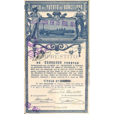 Junta del Puerto de Barcelona (Obl 500 Pesetas )