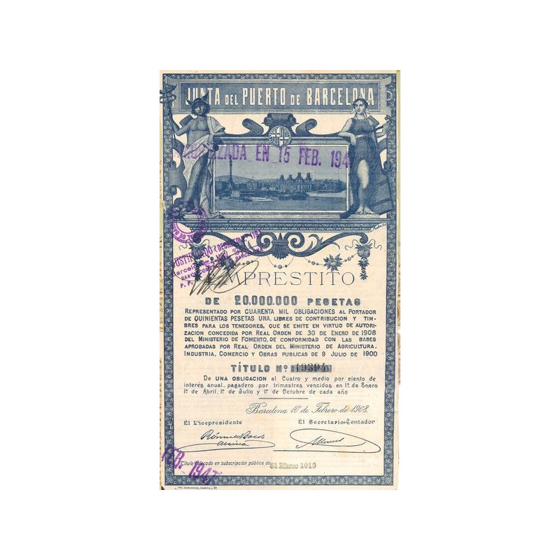 Junta del Puerto de Barcelona (Obl 500 Pesetas )