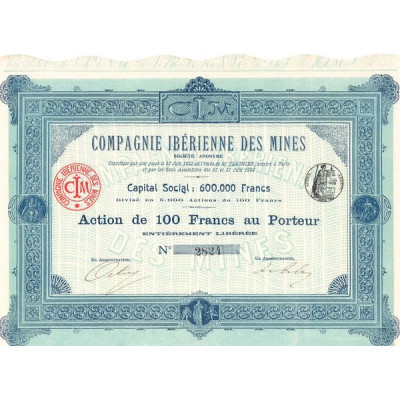 Cie Ibérienne des Mines (Act 100 F)