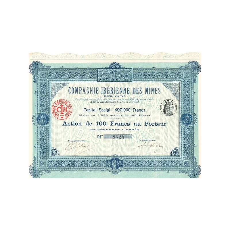 Cie Ibérienne des Mines (Act 100 F)