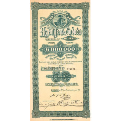 S.A. La Argentifera de Cordoba (Act 50 Pesetas)