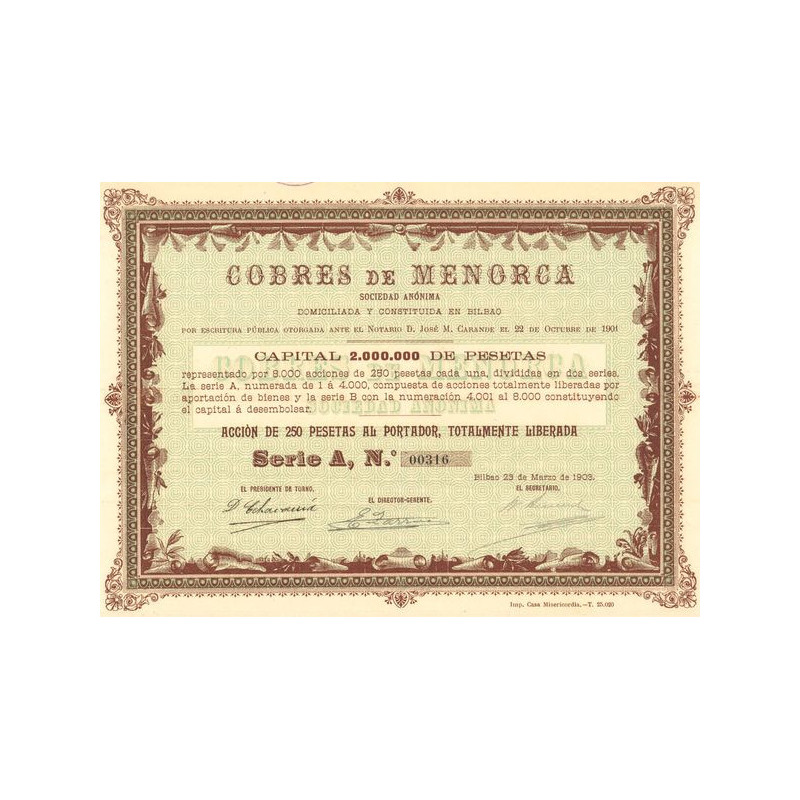 Cobres de Menorca (Act 250 Pesetas)