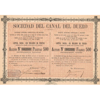 Sociedad del Canal del Duero (Act 500 Pesetas)