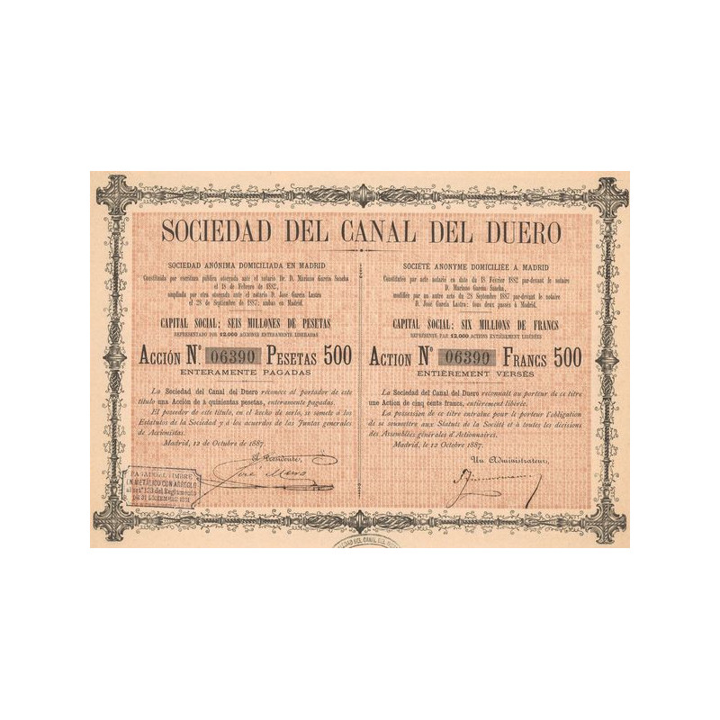 Sociedad del Canal del Duero (Act 500 Pesetas)