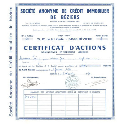 S.A. de Crédit Immobiler de Béziers (CA)