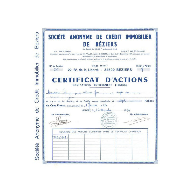 S.A. de Crédit Immobiler de Béziers (CA)