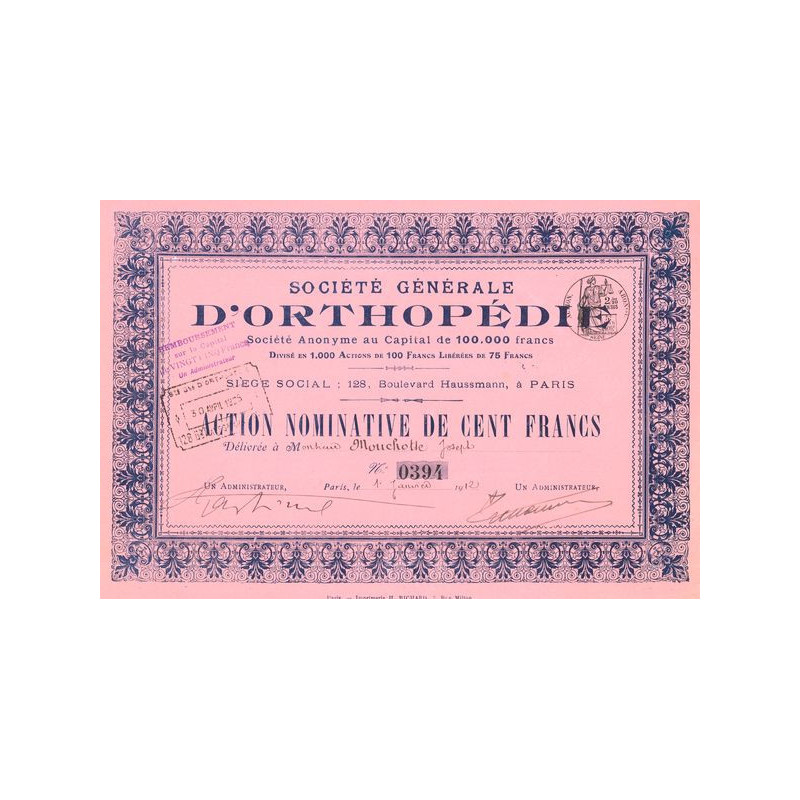Sté Générale d'Orthopédie (CN 100 F)