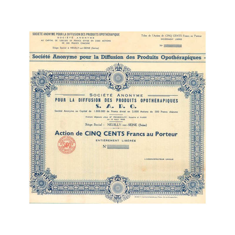 S.A. pour la Diffusion des Produits Opothérapiques S.A.P.O. (Act 500 F)