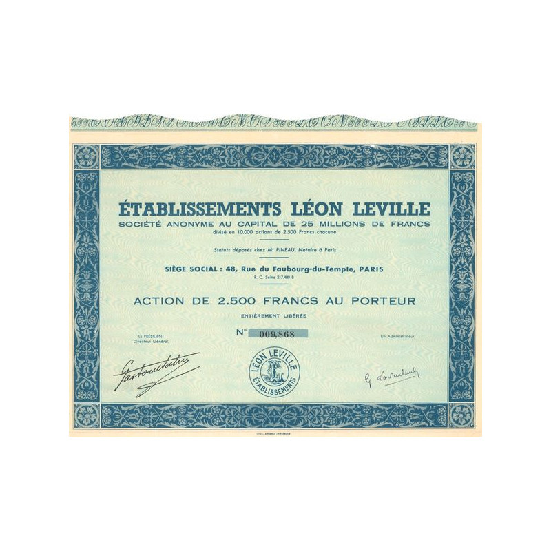 Etablissements Léon Leville (Act 2500 F)