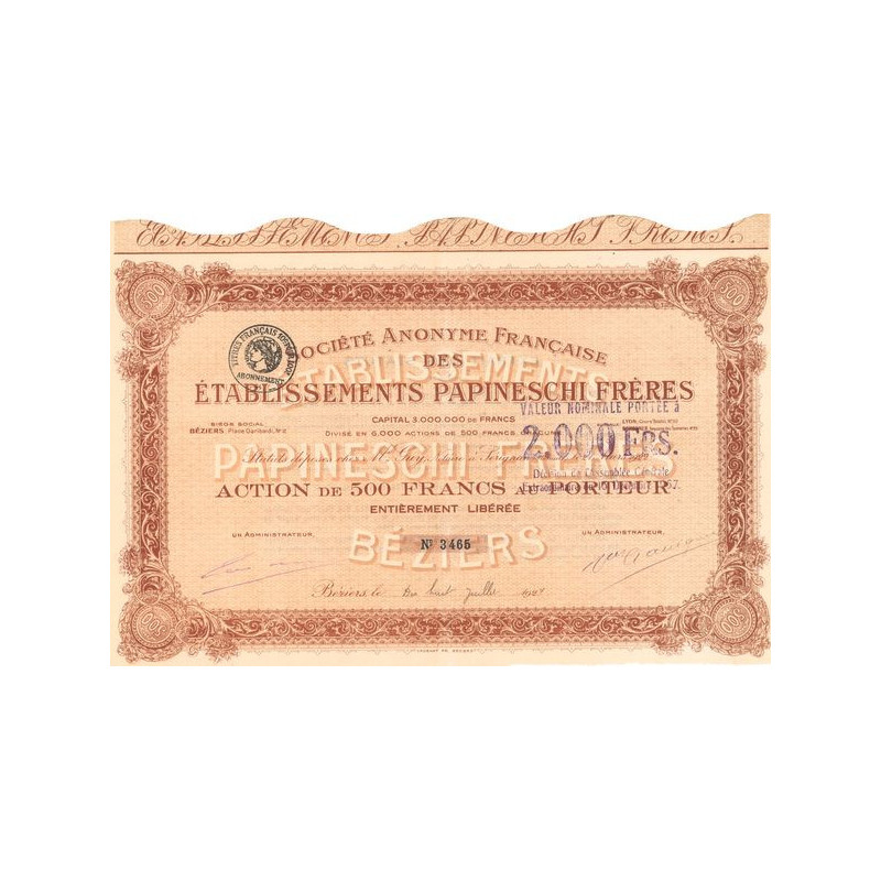 S.A. Française des Etablissements Papineschi Frères (Act 500 F)