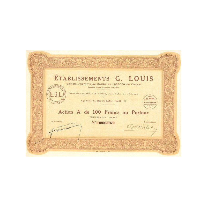 Etablissements G. Louis (Act 100 F)