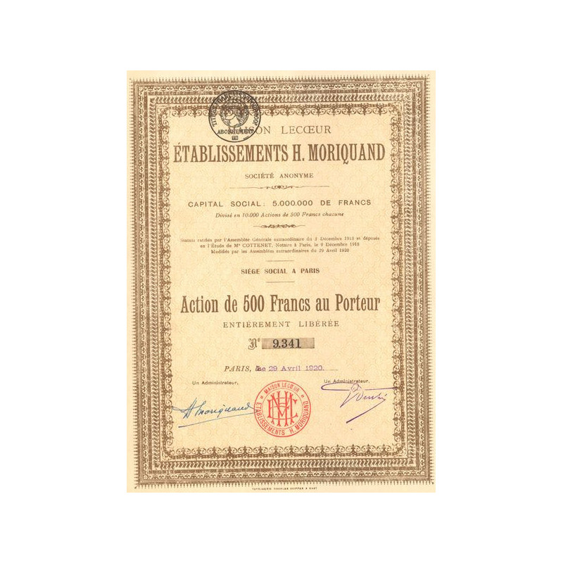 Maison Lecoeur Etablissements H. Moriquand (Act 500 F)